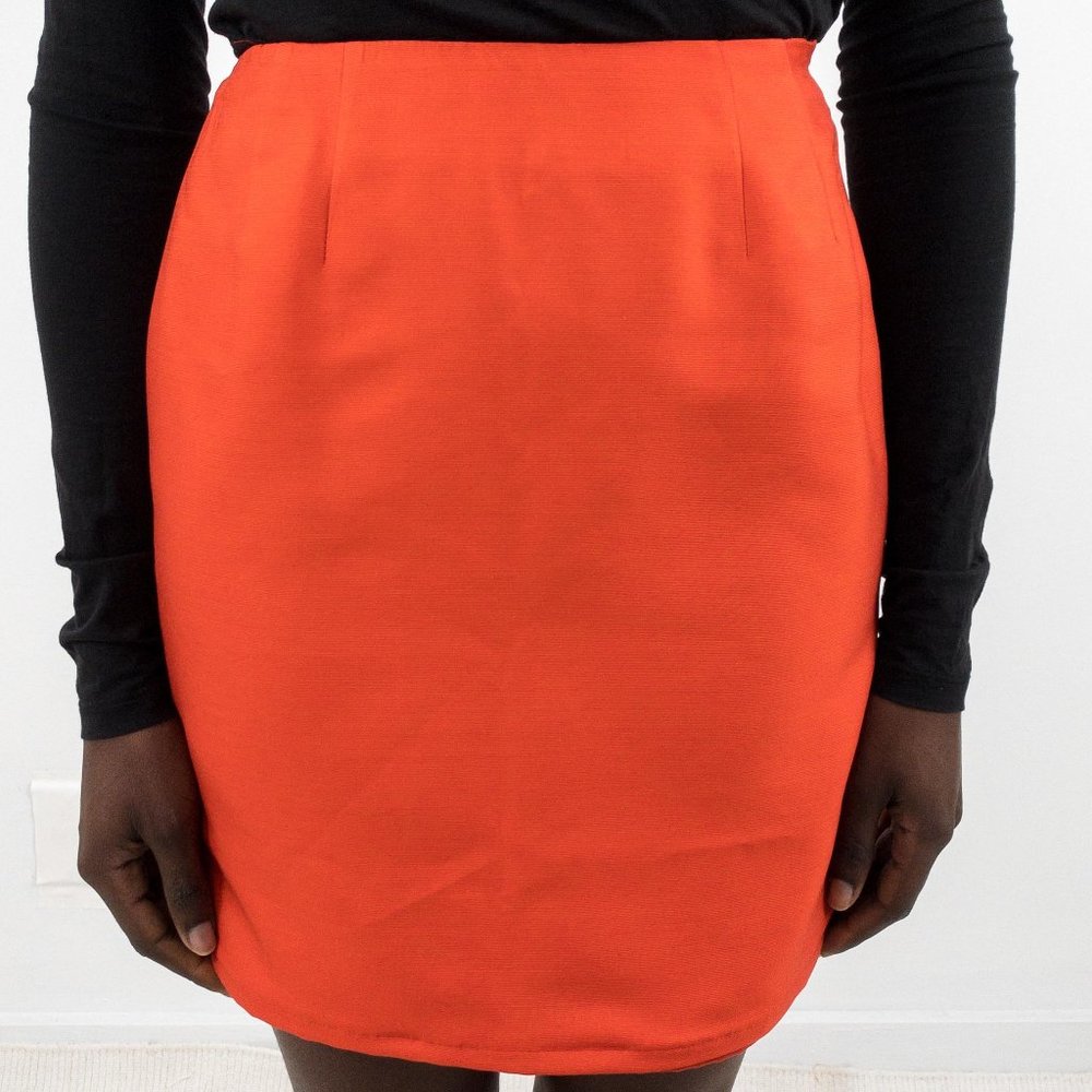 Vintage 90s XS Silk Wool Mini Skirt Valentines Red - Picture 1 of 7